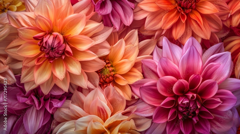 Tropical dahlias in a burst of warm and inviting colors generative ai Tropical dahlias in a burst of warm and inviting colors generative ai