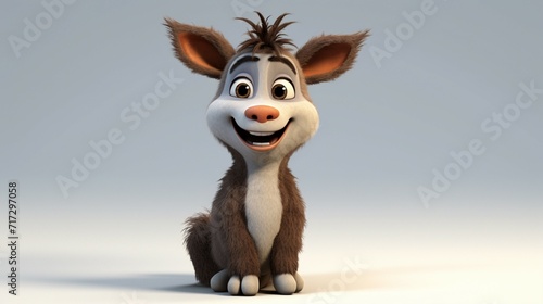 A cute cartoon donkey character Ai Generative