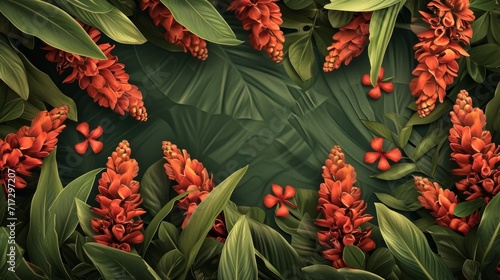 Tropical ginger flowers in warm and spicy tones generative ai © ThisDesign