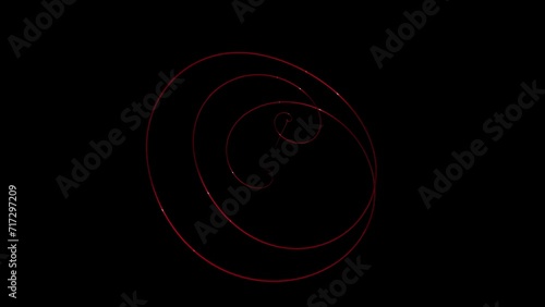 Red Aizawa attractor looping line isolated on black photo