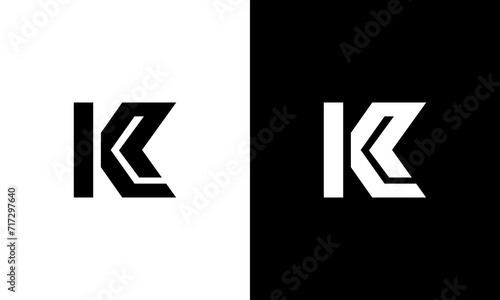 initials KC monoline logo design vector