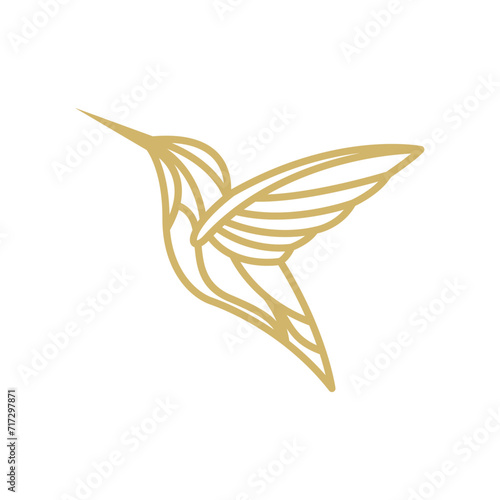 Hummingbird Line Art Gold Luxury Premium Logo