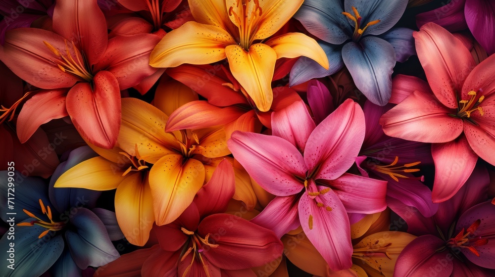 Fototapeta premium Tropical lily flowers in a variety of captivating colors generative ai