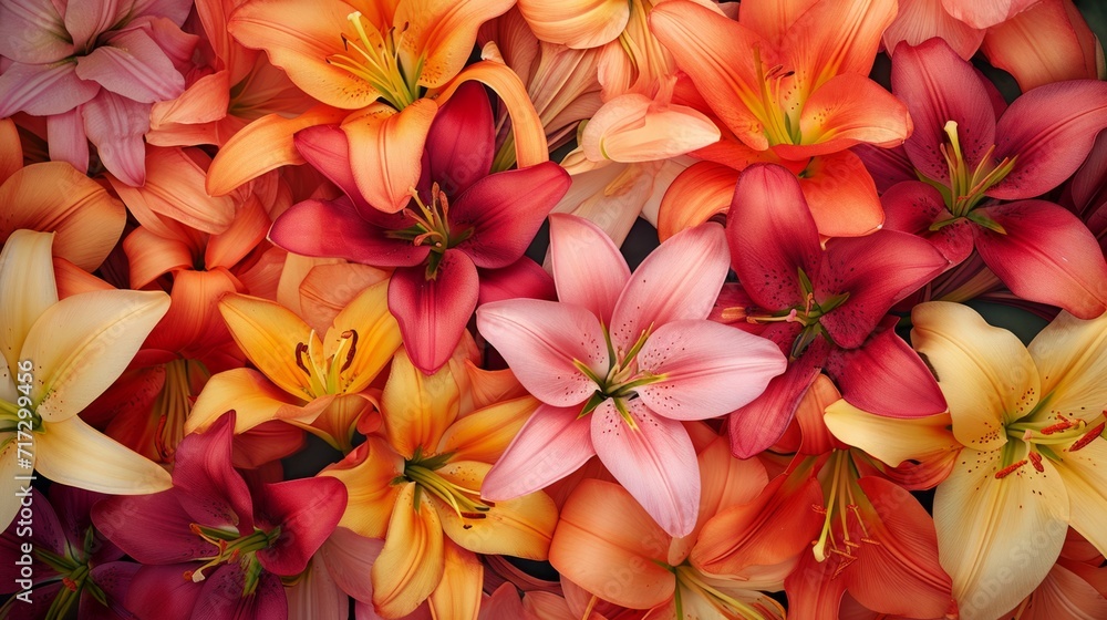 Fototapeta premium Tropical lily flowers in a variety of captivating colors generative ai