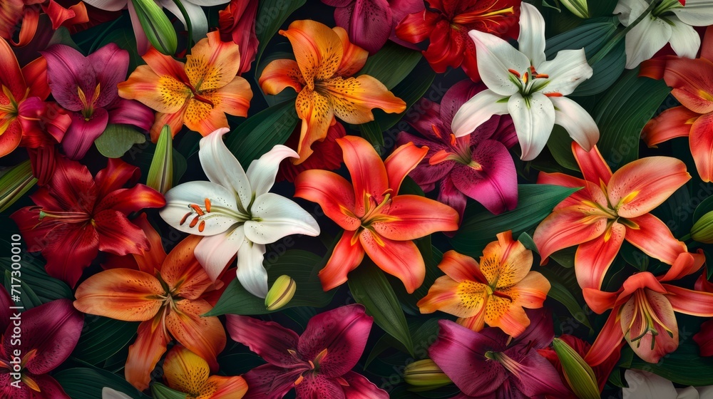 Tropical lily flowers in a variety of captivating colors generative ai Tropical lily flowers in a variety of captivating colors generative ai