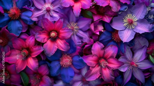 Tropical maracuja flowers in shades of purple and pink generative ai © ThisDesign