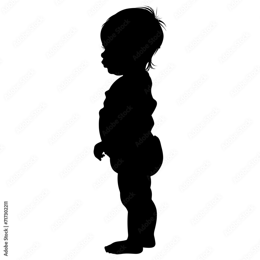 Silhouette baby girl full body black color only