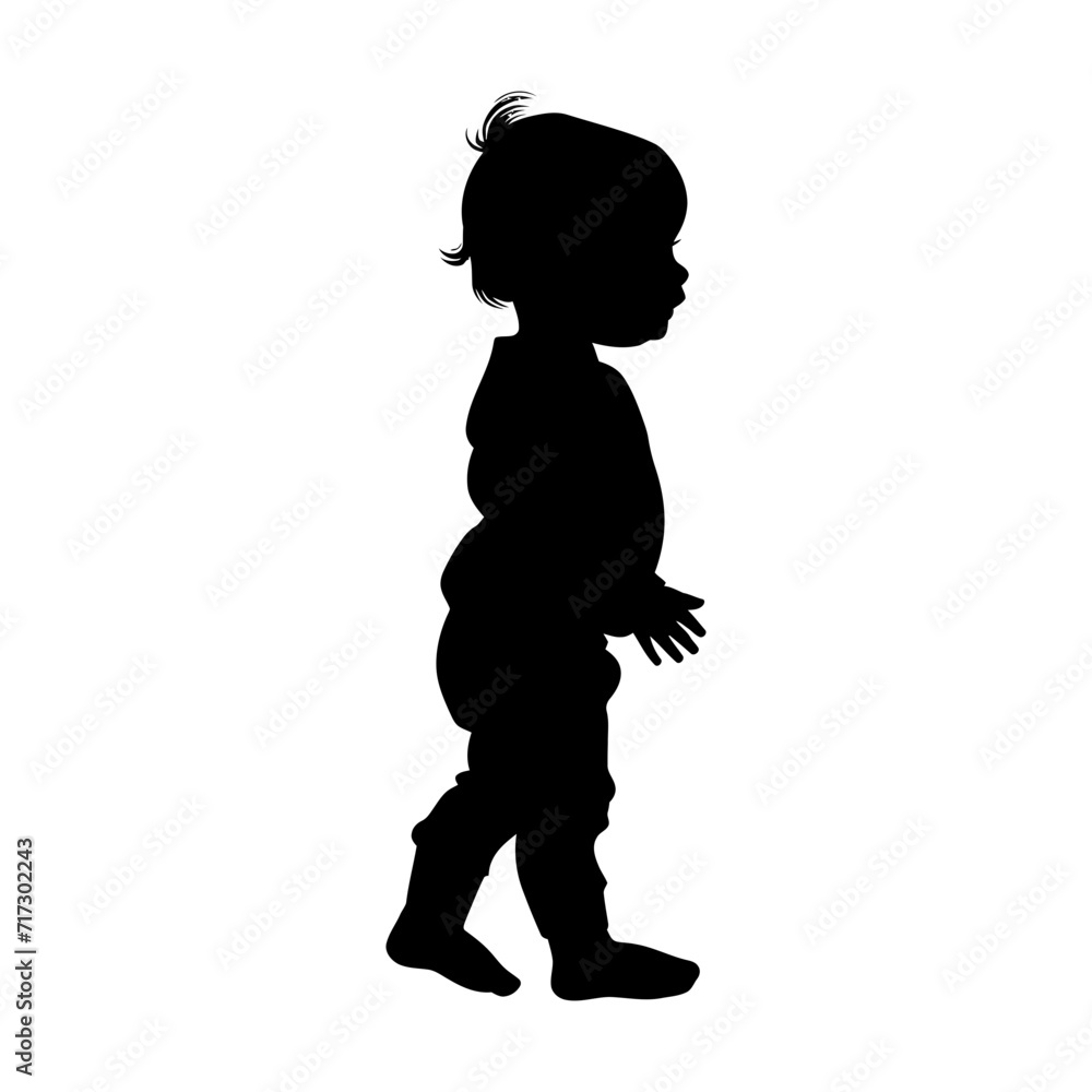 Silhouette baby girl full body black color only
