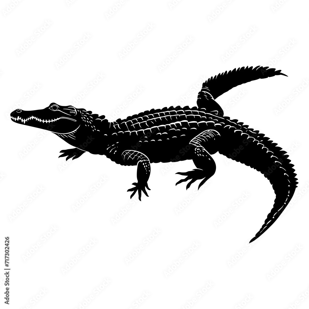 Naklejka premium Silhouette crocodile black color only