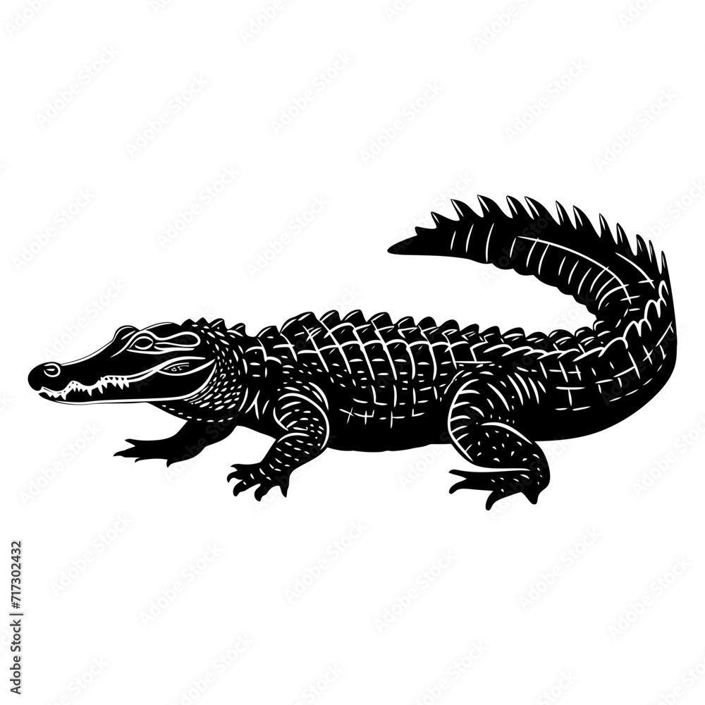 Fototapeta premium Silhouette crocodile black color only