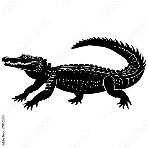 Silhouette crocodile black color only