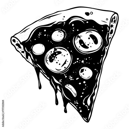 Silhouette pizza slice black color only