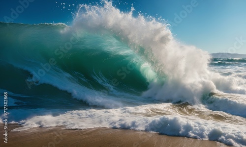 砕ける波のクローズアップショット。海の背景｜Close-up shot of breaking waves. sea background. Generative AI