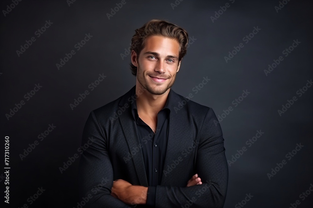 Portrait of a handsome young man over dark background. Men's beauty, fashion. Portrait of a handsome young man over dark background. Men's beauty, fashion.