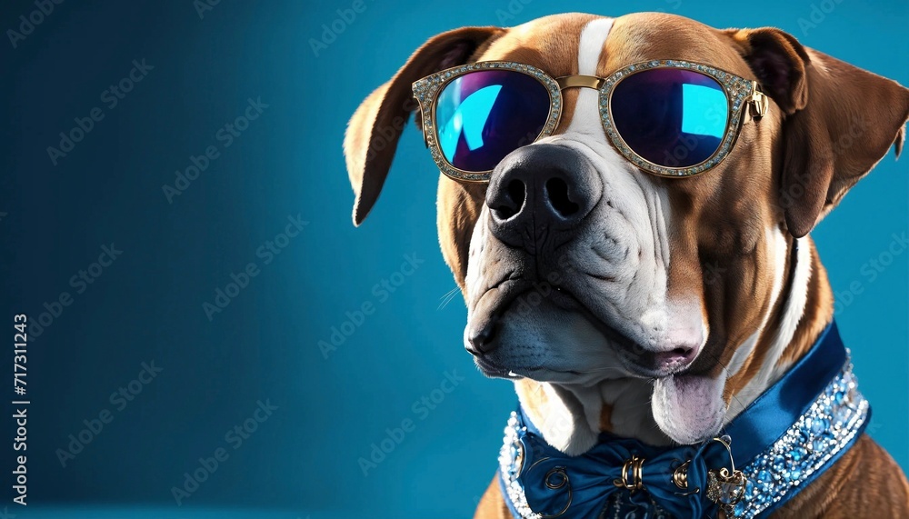 portrait of a dog with a glasses  cool concept