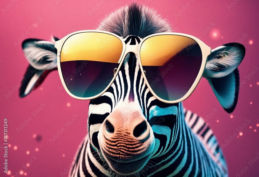 cool zebra face with glasses concept art