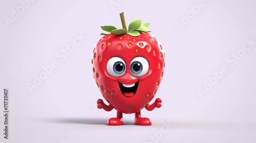 A cute cartoon strawberry fruits character Ai Generative