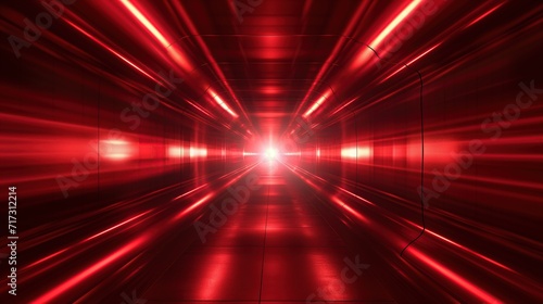 Radial red light through the tunnel glowing in the dark