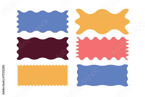 COLORful Zigzag edge rectangle shapes. Jagged sticker or stamp set with wavy edges COLLECTION 