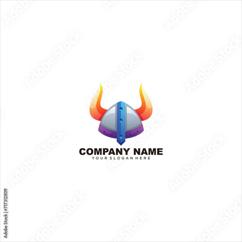 viking logo gradient  colorful illustration
