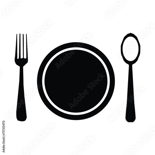 spoon and fork plate icon vector illustration symbol design