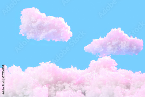 Fluffy clouds on blue backg...