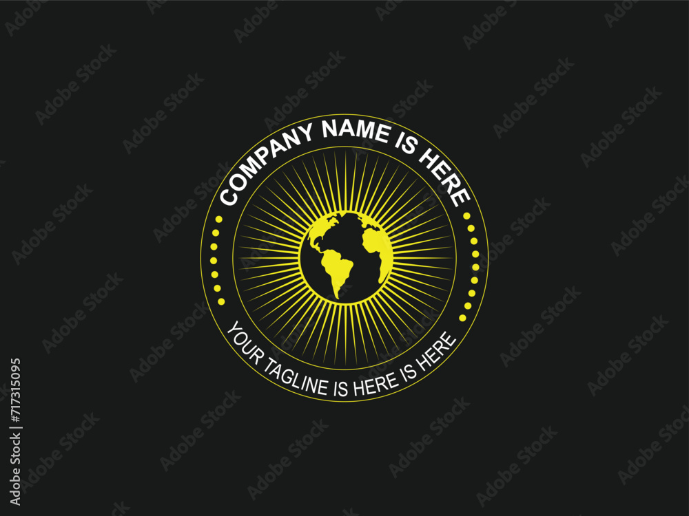 Fototapeta premium world map with globe icon logo for your company name vector design