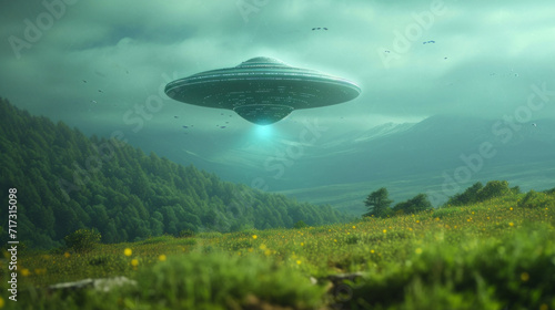 Fototapeta Naklejka Na Ścianę i Meble -  Alien UFO - Unidentified Flying Object a mother spaceship