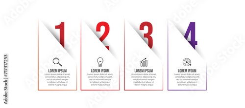 Vector Infographic simple design with 4 options or steps. Can be used for presentation banners, workflow layouts, flow charts, infographics, your business presentations