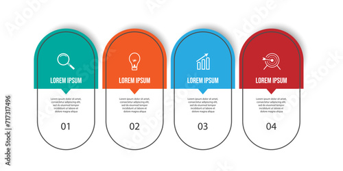 Vector Infographic simple design with 4 options or steps. Can be used for presentation banners, workflow layouts, flow charts, infographics, your business presentations