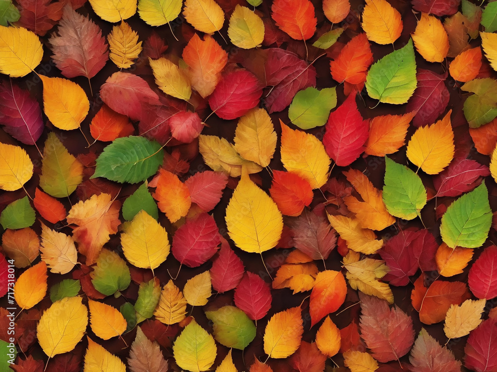 Autumn leaves background colorful and vibrant pattern of fallen forest foliage - genertated by ai Autumn leaves background colorful and vibrant pattern of fallen forest foliage - genertated by ai
