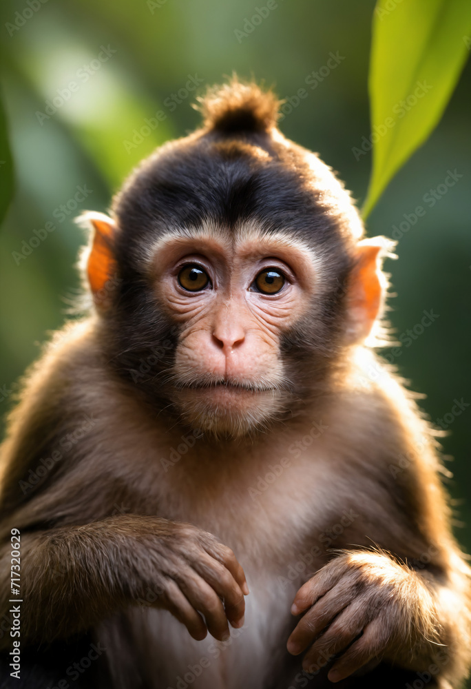 Fototapeta premium Cute Monkey Portrait in Jungle