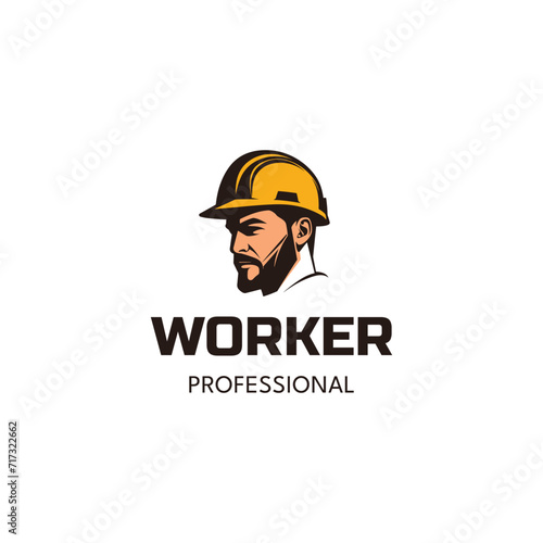 Builder man logo, Builder man icon, vector illustration,Modern Occupation People Cartoon