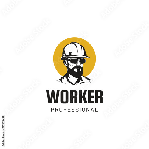 Builder man logo, Builder man icon, vector illustration,Modern Occupation People Cartoon