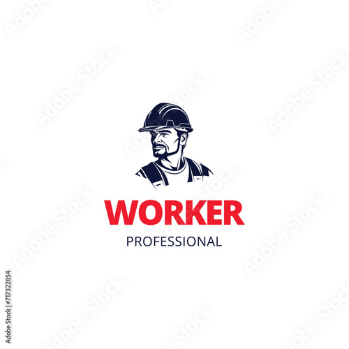 Builder man logo, Builder man icon, vector illustration,Modern Occupation People Cartoon