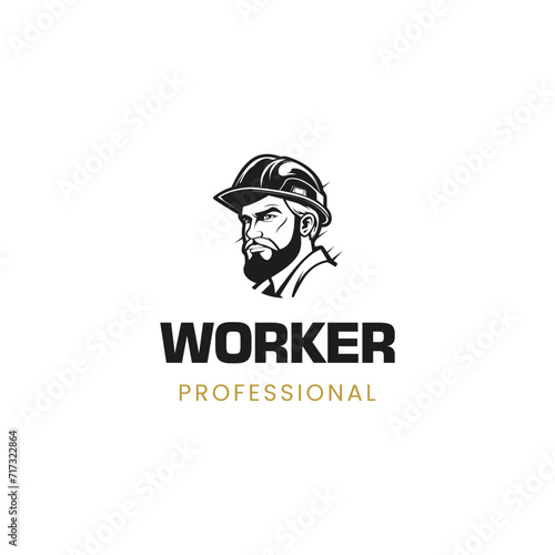 Builder man logo, Builder man icon, vector illustration,Modern Occupation People Cartoon
