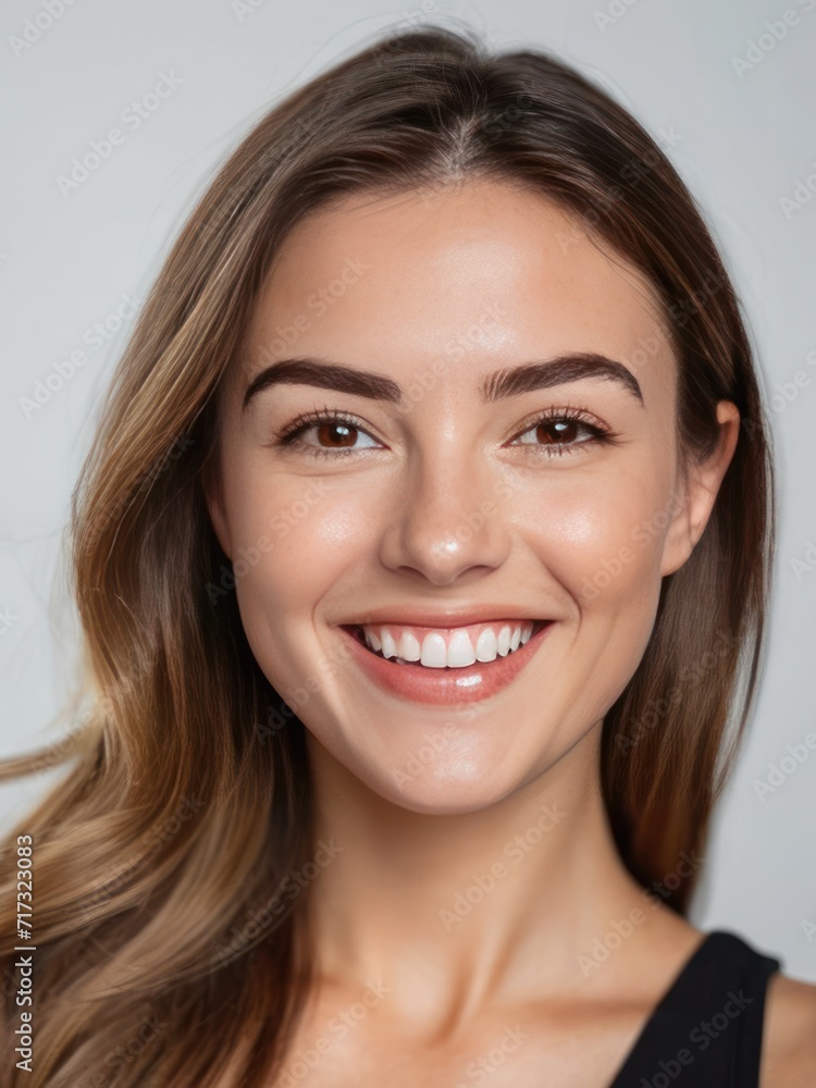 Attractive and confident smiling young woman close up portrait Attractive and confident smiling young woman close up portrait
