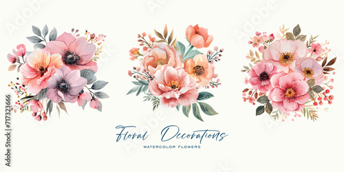 An elegant and beautiful watercolor flower is very suitable for wedding decoration purposes or as a wedding invitation element