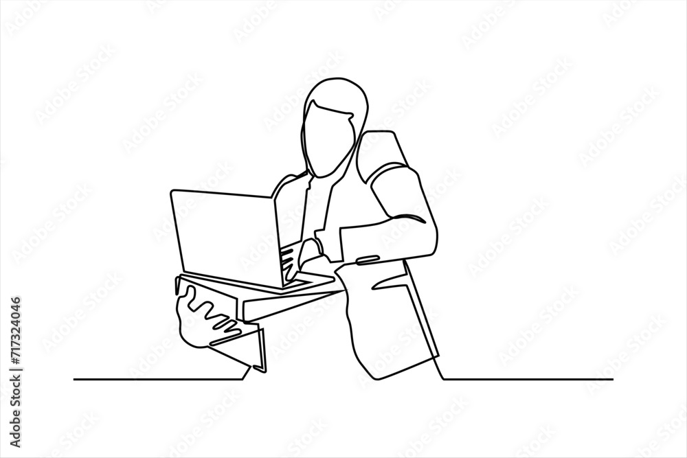 office worker continuous line vector illustration design office worker continuous line vector illustration design