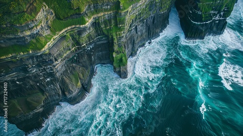 Aerial View of Cliffs of Moher, Ireland photo
