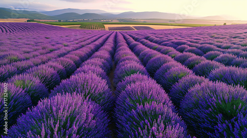 Sunset Over Lavender Fields in Bloom