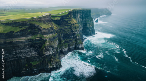Majestic Cliffs of Moher Aerial View photo