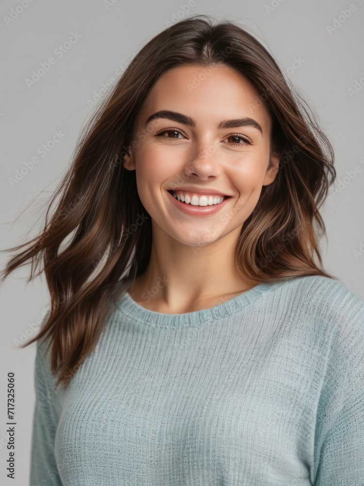 Attractive and confident smiling young woman close up portrait Attractive and confident smiling young woman close up portrait
