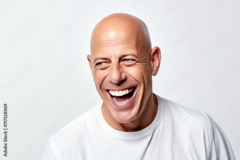 Portrait of a laughing mature man looking at the camera on a white background Portrait of a laughing mature man looking at the camera on a white background