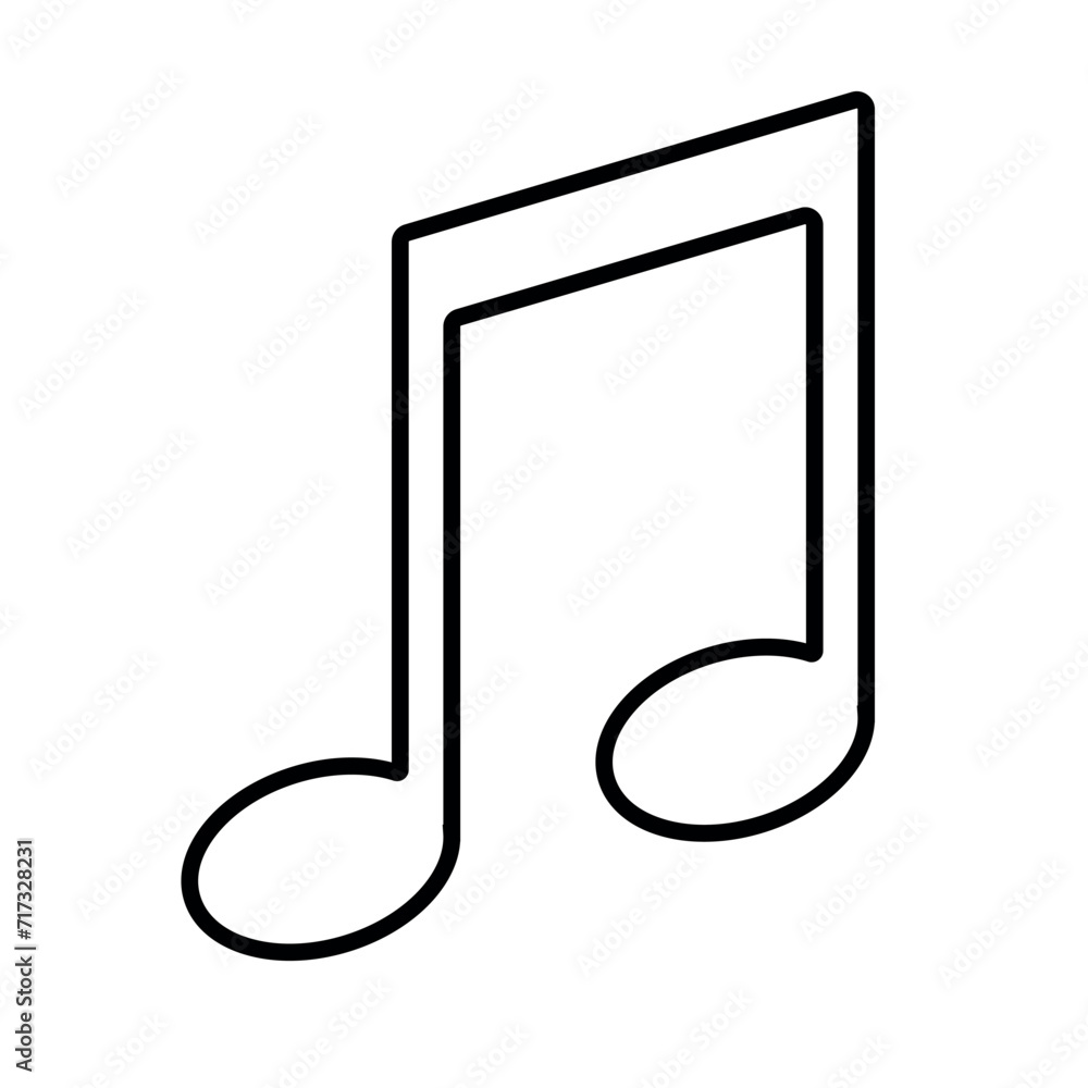 Vector flat outline music note isolated on white background Vector flat outline music note isolated on white background