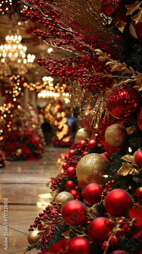 Elegance of Red and Gold Holiday Decorations