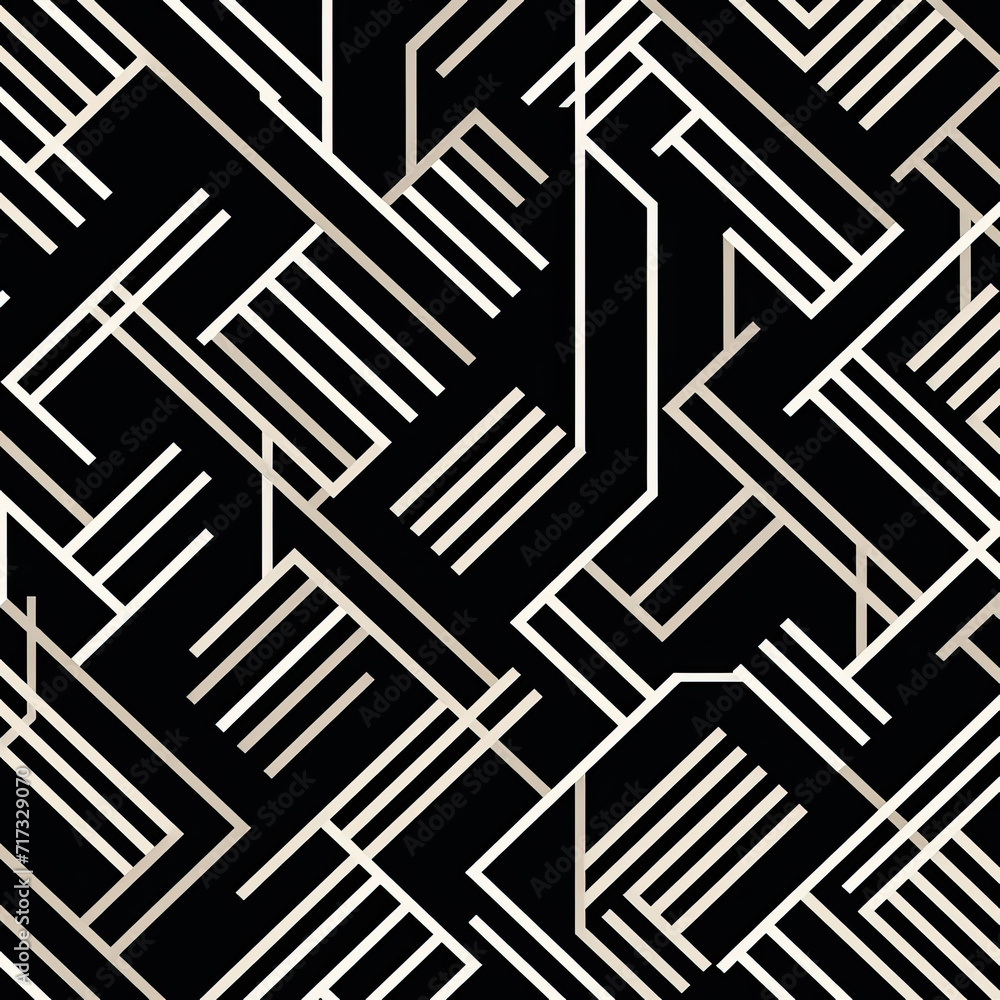 Monochromatic Tech Maze: Abstract seamless pattern of circuit board elements in black and white, creating a digital labyrinth with a technological twist Monochromatic Tech Maze: Abstract seamless pattern of circuit board elements in black and white, creating a digital labyrinth with a technological twist