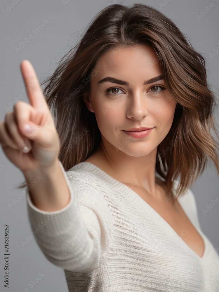 young confident female pointing hand. advertisement presentation concept. young confident female pointing hand. advertisement presentation concept.