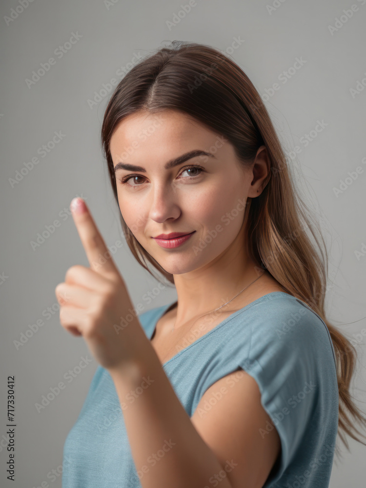 young confident female pointing hand. advertisement presentation concept. young confident female pointing hand. advertisement presentation concept.