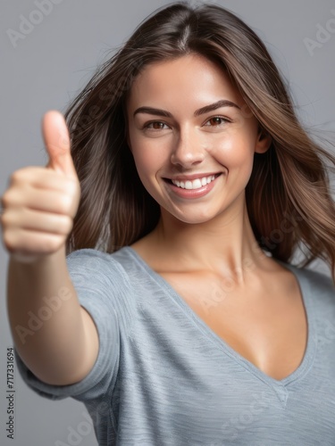 Wallpaper Mural attractive smiling girl giving thumb up Torontodigital.ca